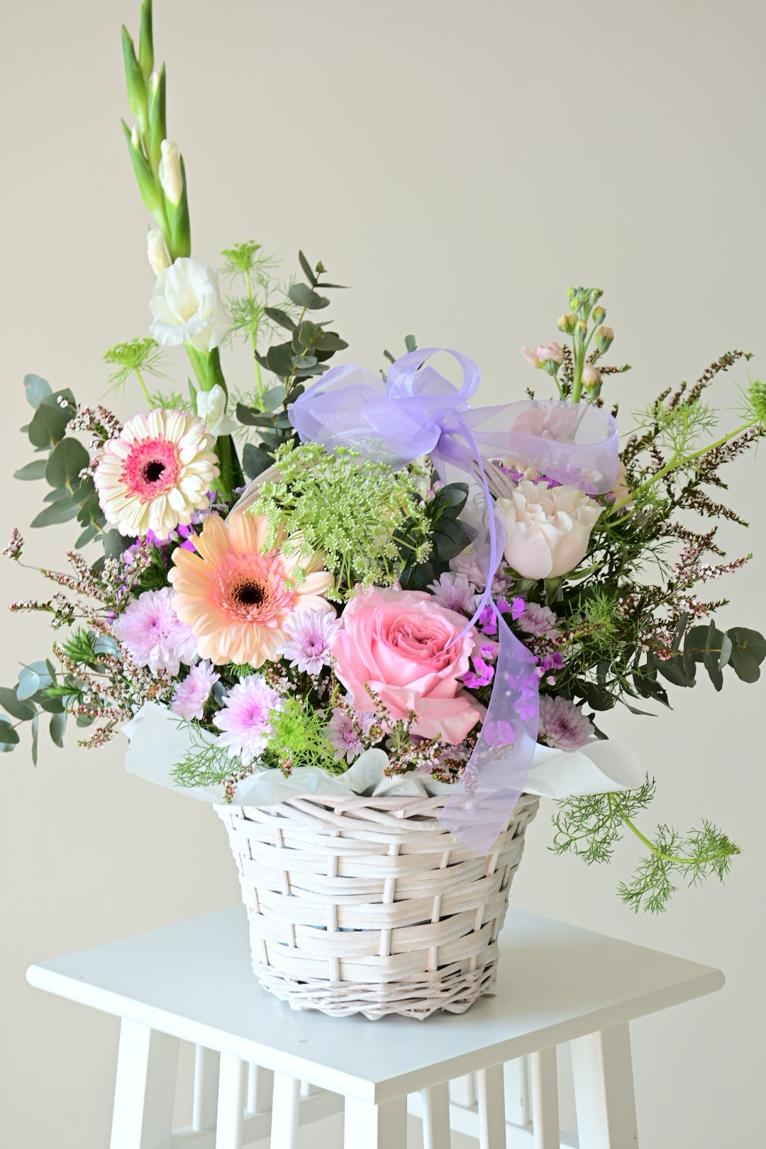 flowers in basket