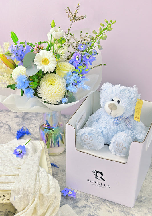 baby boy gift pack by rosella florist canberra