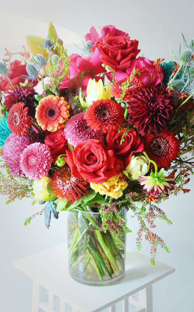 bright colour flower bouquet by rosella florist canberra