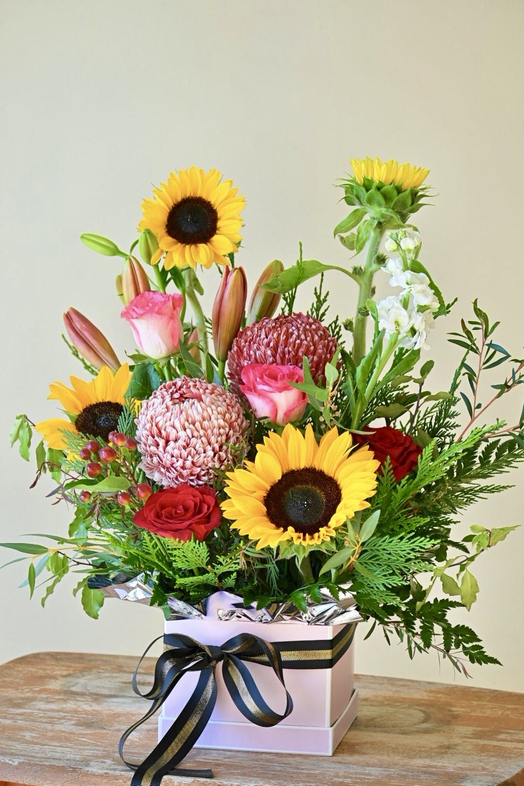 box flower arrangement