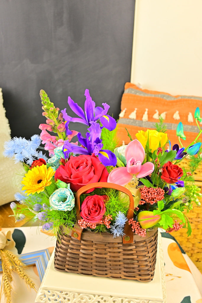 fresh flowers in basket