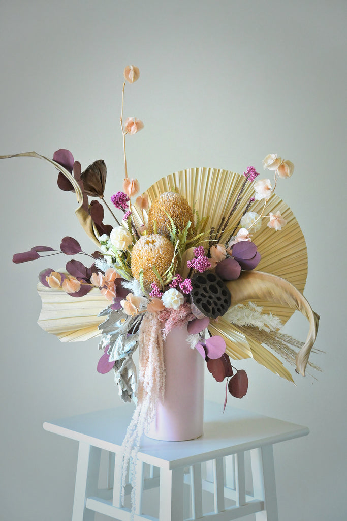 preserved flowers arrangement in vase