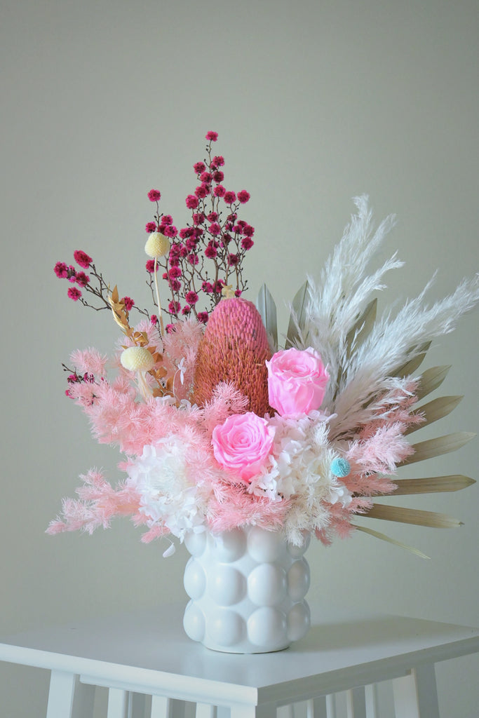 preserved flowers in vase