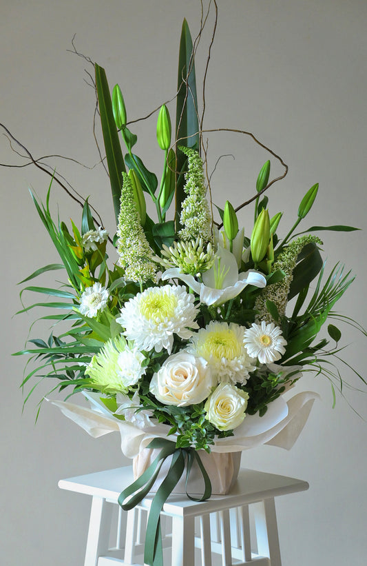 white and green flower arrangement